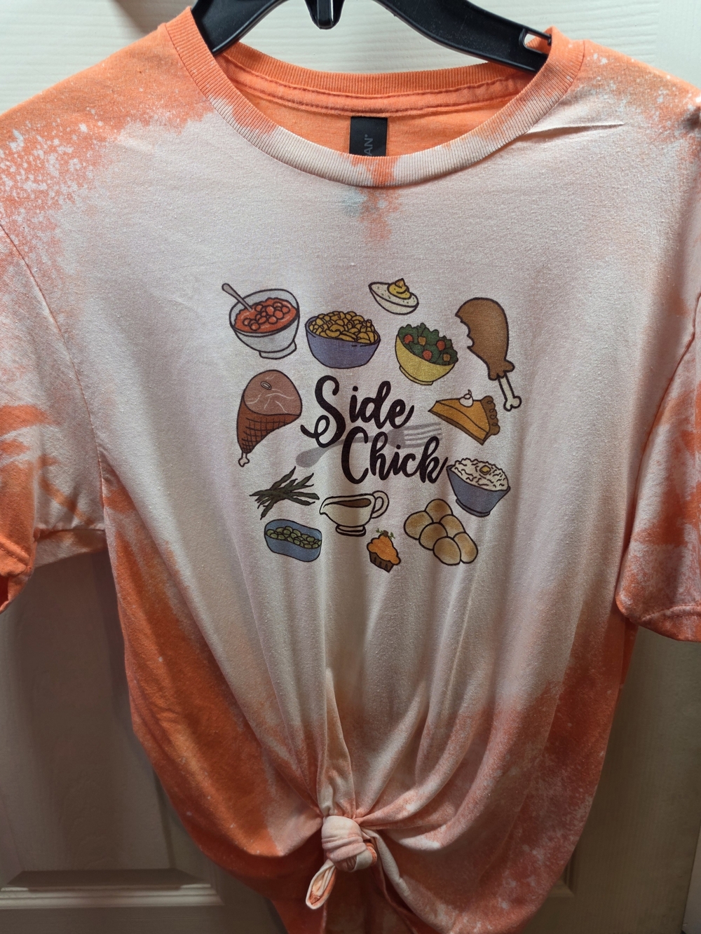Fall Festive Gildan Orange and Cream "Side Chick" Fun Graphic Front Tee